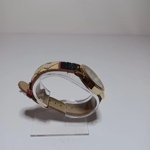 CANYON SKY Watch Southwest Inspiration Tribal Fabric Band Gold Tone MOP Dial - Picture 4 of 9